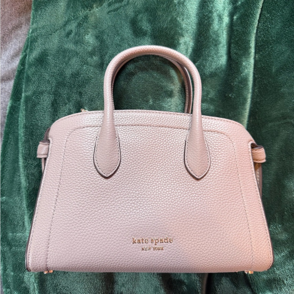 kate spade knott mini taupe Pebbled Leather Satchel